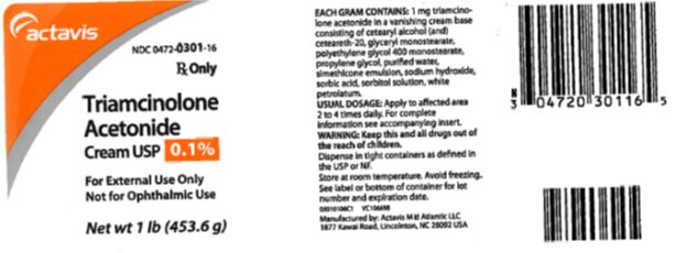 Triamcinolone Acetonide Cream USP 0.1%, 453.6 g Label