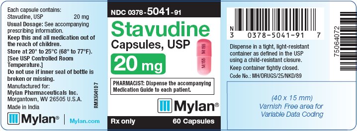 Stavudine Capsules 20 mg Bottle Label