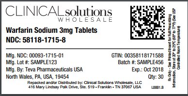 Warfarin Sodium 3mg tablet 30 count blister card