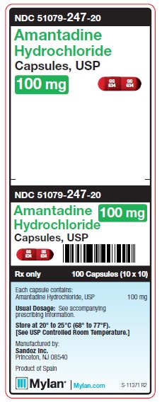 Amantadine Hydrochloride 100 mg Capsules Unit Carton Label