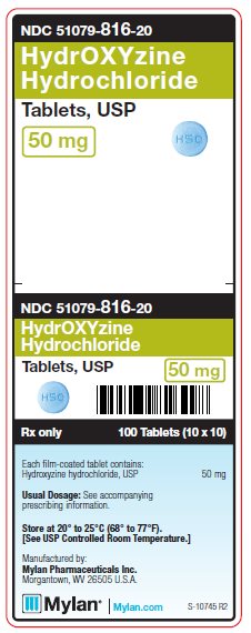 Hydroxyzine Hydrochloride 50 mg Tablets Unit Carton Label