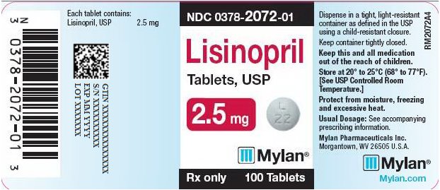 Lisinopril Tablets 2.5 mg Bottle Label