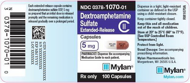 Dextroamphetamine Sulfate Extended-Release Capsules 5 mg Bottle Label