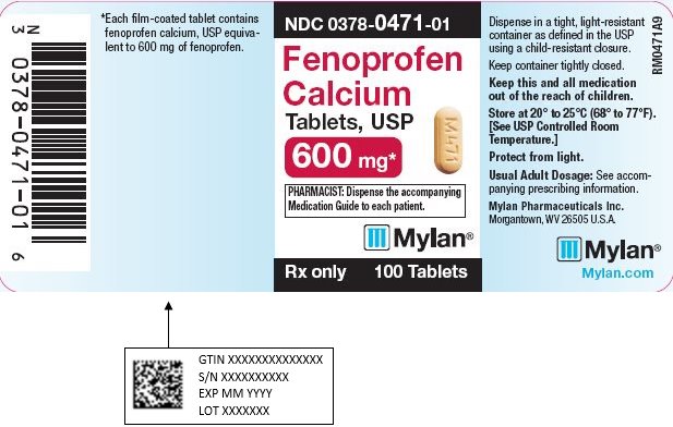 Fenoprofen Calcium Tablets, USP 600 mg Bottle Label