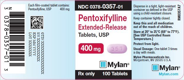 Pentoxifylline Extended-Release Tablets 400 mg Bottle Label