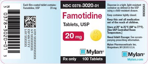 Famotidine Tablets 20 mg Bottle Label