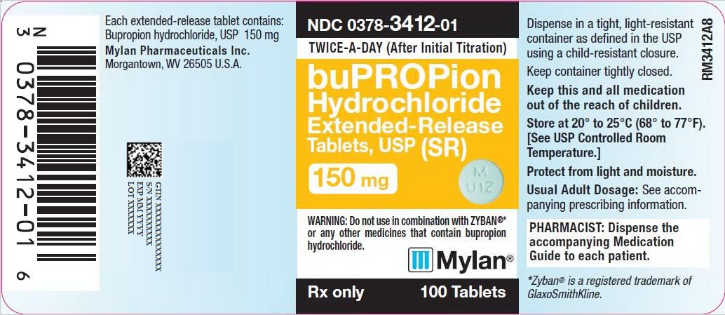 Bupropion Hydrochloride Extended-Release Tablets (SR) Tablets 150 mg Bottle Label