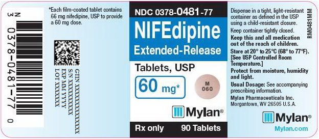 Nifedipine Extended-Release Tablets 60 mg Bottle Label