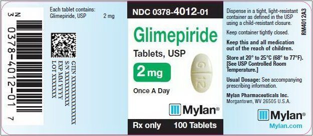 Glimepiride Tablets 2 mg Bottle Label