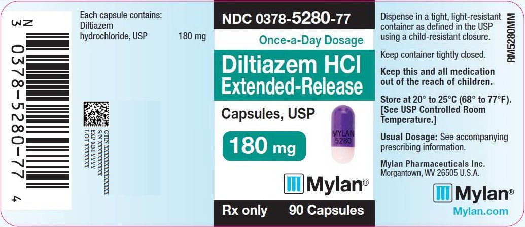 Diltiazem Hydrochloride Extended-Release Capsules 180 mg Bottle Label