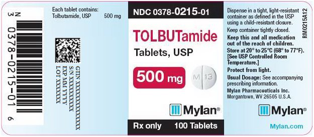 Tolbutamide Tablets, USP 500 mg Bottle Label