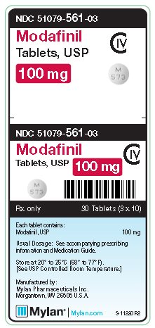 Modafinil 100 mg Tablets C-IV Unit Carton Label