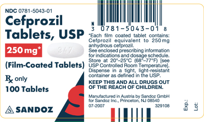 Cefprozil 250 mg Tablet Label