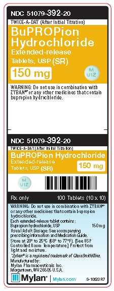 Bupropion Hydrochloride E.R. 150 mg Tablets (SR) Unit Carton Label