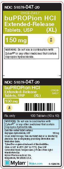 BupropionHCl Extended-Release 150 mg Tablets (XL) Unit Carton Label