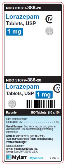 Lorazepam 1 mg Tablets C-IV Unit Carton Label