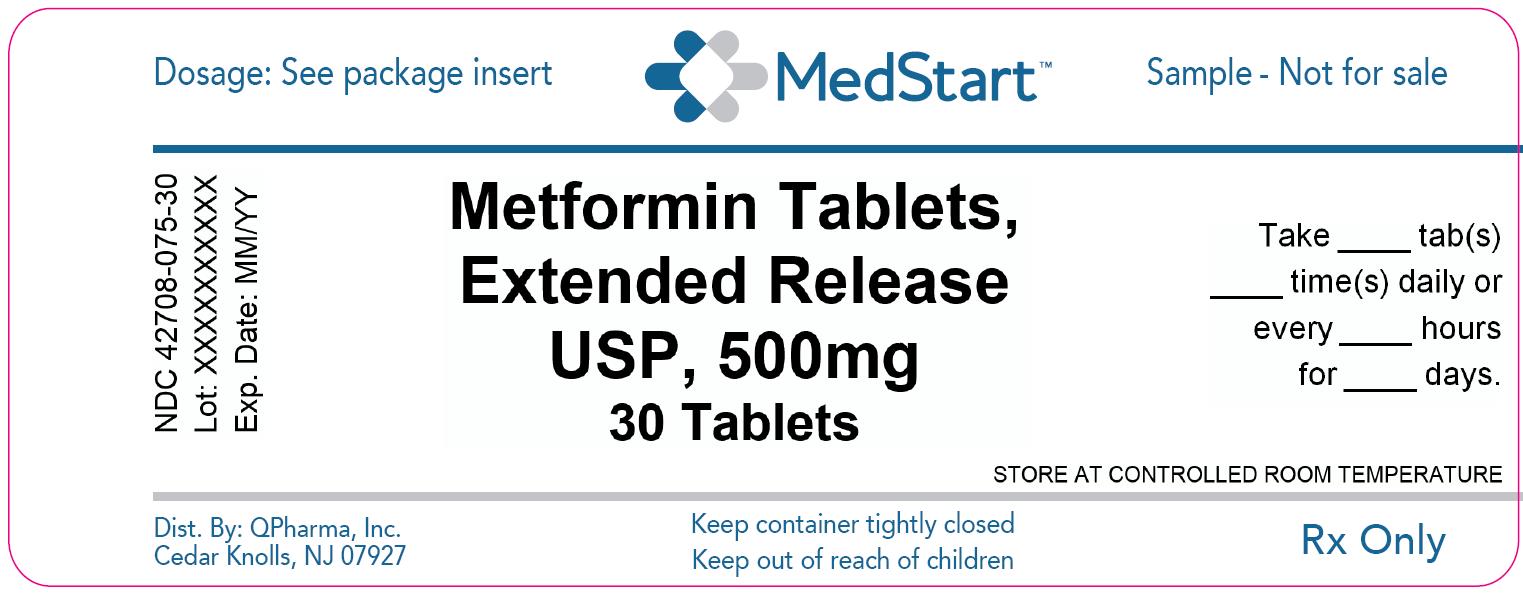 42708-075-30 Metformin Tablets Extended Release USP 500mg x 30
