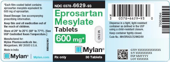 Eprosartan Mesylate Tablets 600 mg Bottle Label