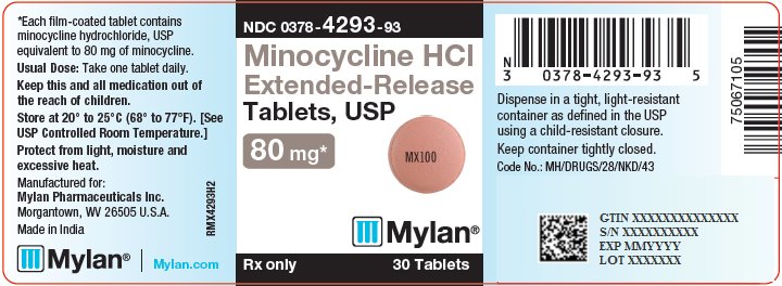 Minocycline Hydrochloride Extended-Release Tablets 80 mg Bottle Label