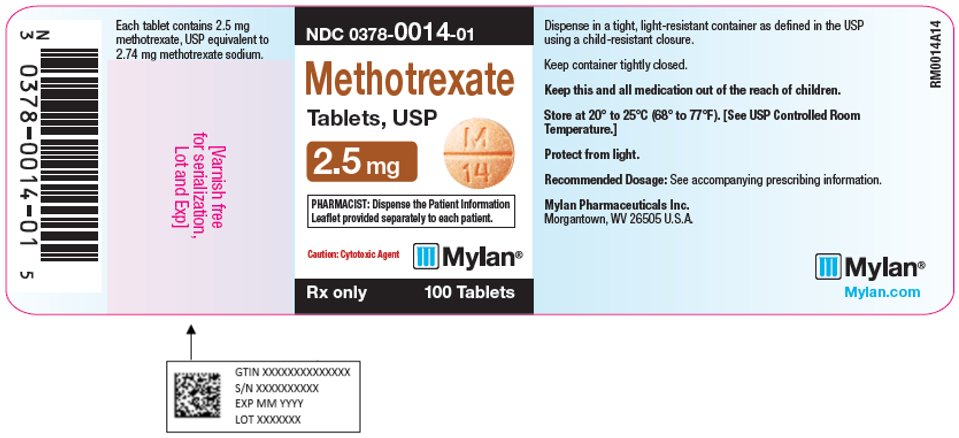 Methotrexate Tablets 2.5 mg Bottle Label