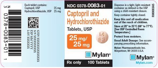 Captopril and Hydrochlorothiazide Tablets 25 mg/25 mg Bottle Label