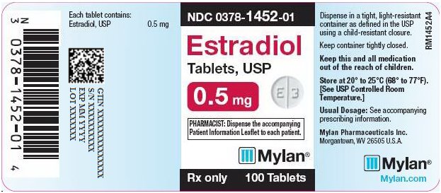Estradiol Tablets 0.5 mg Bottle Label
