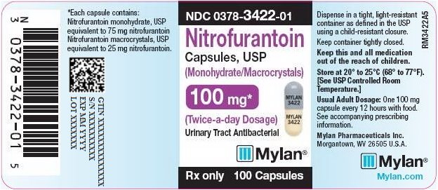 Nitrofurantoin Capsules, USP (Monohydrate/Macrocrystals) 100 mg Bottle Label