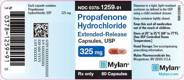 Propafenone Hydrochloride Extended-Release Capsules, USP 325 mg Bottle Label