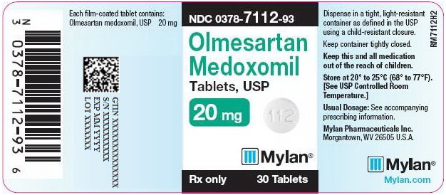 Olmesartan Medoxomil Tablets, USP 20 mg Bottle Label