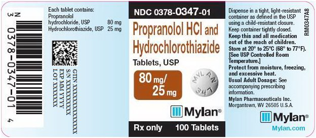 Propranolol Hydrochloride and Hydrochlorothiazide Tablets 80 mg/25 mg Bottle Label