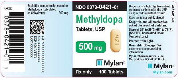 Methyldopa Tablets 500 mg Bottle Label