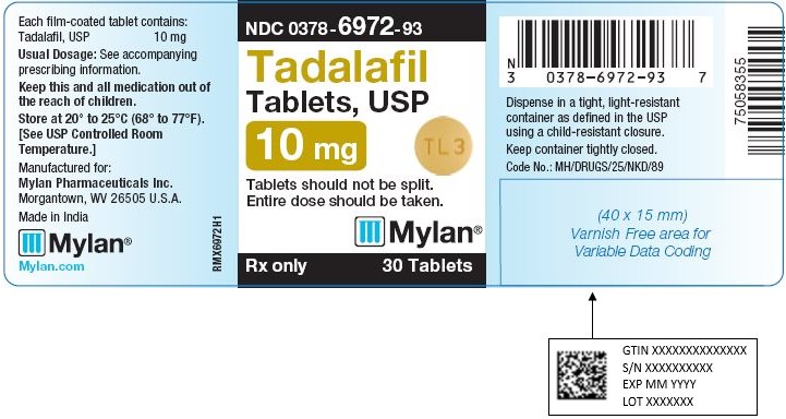 Tadalafil Tablets, USP 10 mg Bottle Label