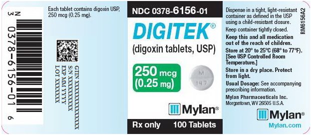 Digitek Tablets 250 mg Bottle Label