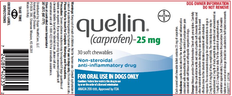 Quellin (carprofen) 25 mg 30 Count Label