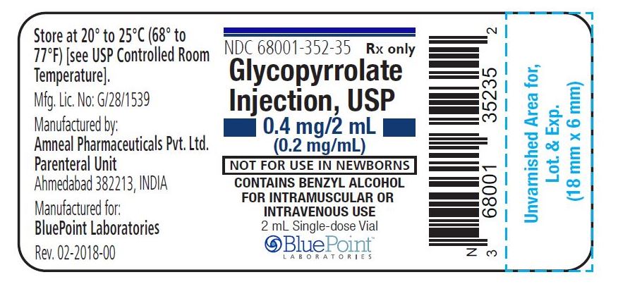 Glycopyrrolate Injection 0.4mg_2mL - 2 mL fill Vial Label - BluePoint Rev 02-2018-00