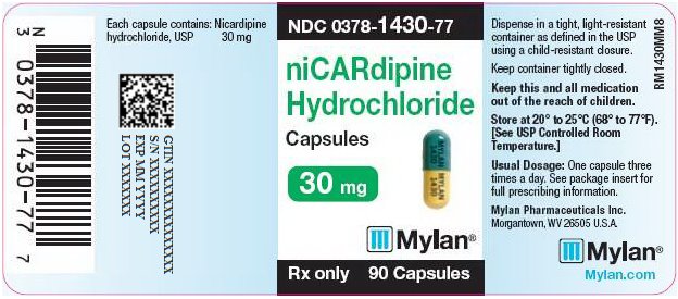 Nicardipine Hydrochloride Capsules 30 mg Bottle Label