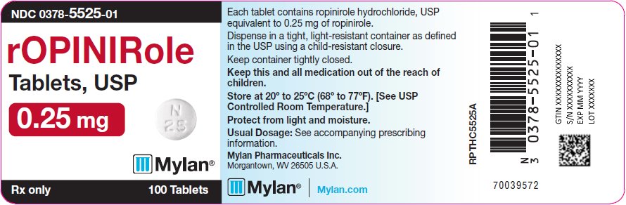 Ropinirole Tablets, USP 0.25 mg Bottle Label
