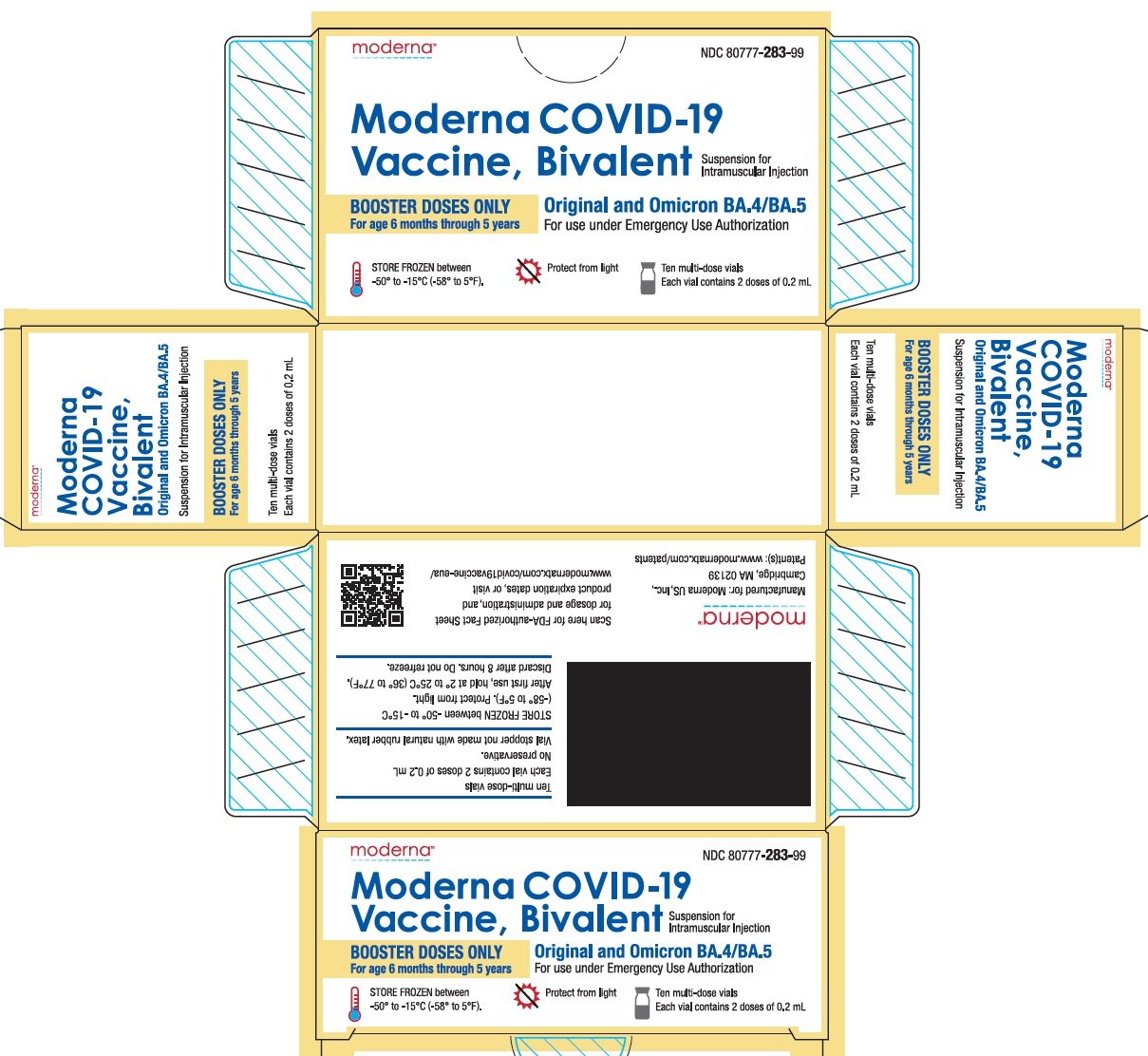 Moderna COVID-19 Vaccine, Bivalent Suspension for Intramuscular Injection for use under Emergency Use Authorization-Booster Doses Only-Age 6m through 5y Vial Label