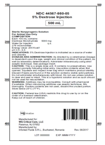 5% Dextrose Injection Bag label 500 mL