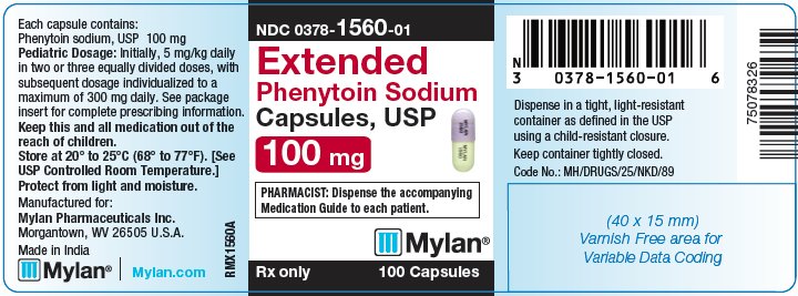 Extended Phenytoin Sodium Capsules 100 mg Bottle Label