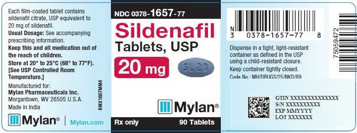 Sildenafil Tablets, USP 20 mg Bottle Label