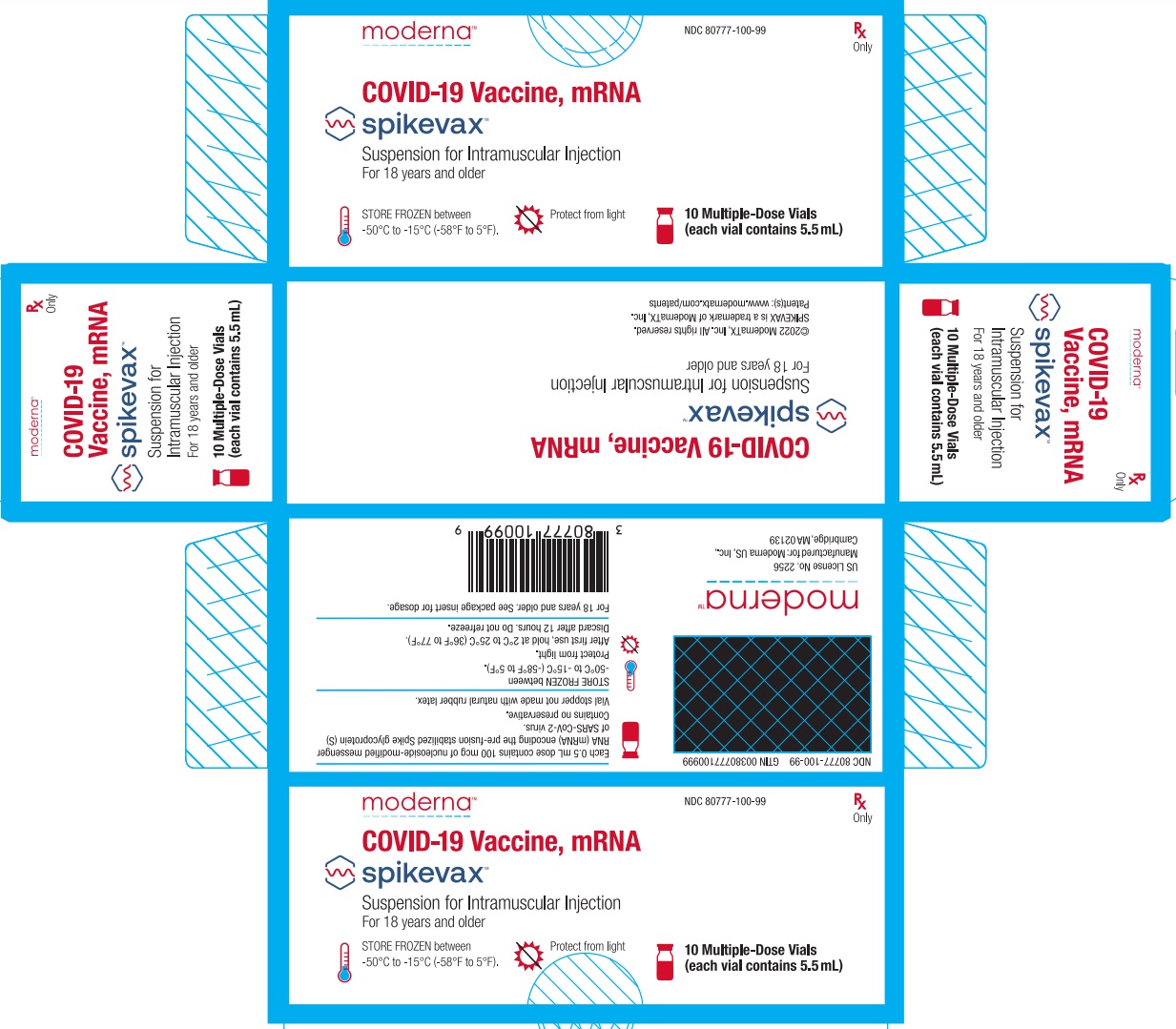 Spikevax (COVID-19 Vaccine, mRNA) Suspension for Intramuscular Injection Carton 5.5 mL