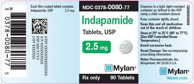 Indapamide Tablets 2.5 mg Bottle Label