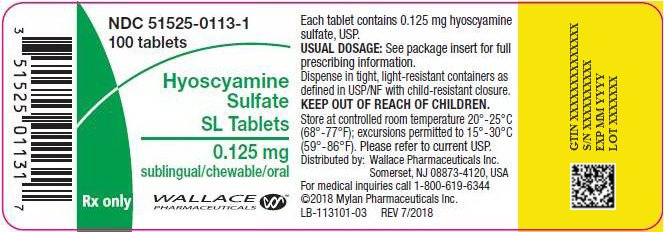 Hyoscyamine Sulfate SL Tablets 0.125 mg Bottle Label