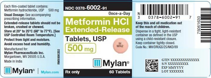 Metformin Hydrochloride Extended-Release Tablets 500 mg Bottle Label