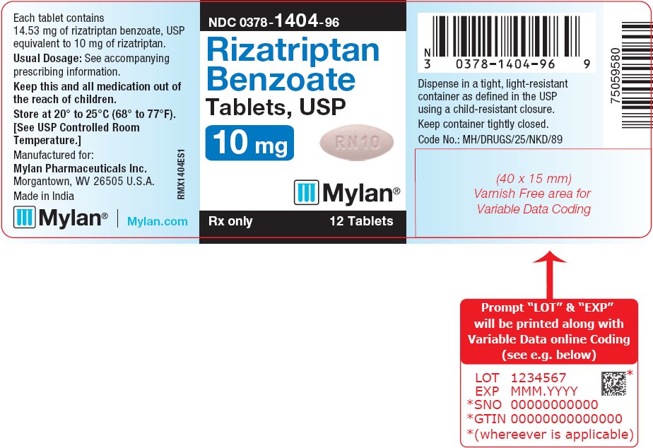 Rizatriptan Benzoate Tablets 10 mg Bottle Label