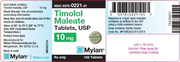 Timolol Maleate Tablets 10 mg Bottle Label