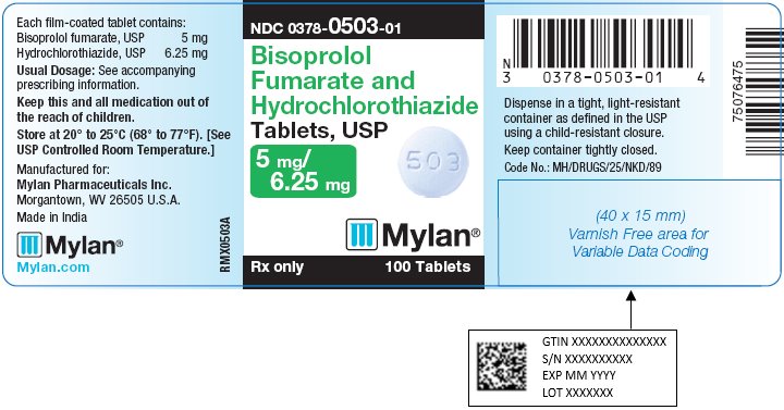 Bisoprolol Fumarate and Hydrochlorothiazide Tablets 5 mg/6.25 mg Bottle Label