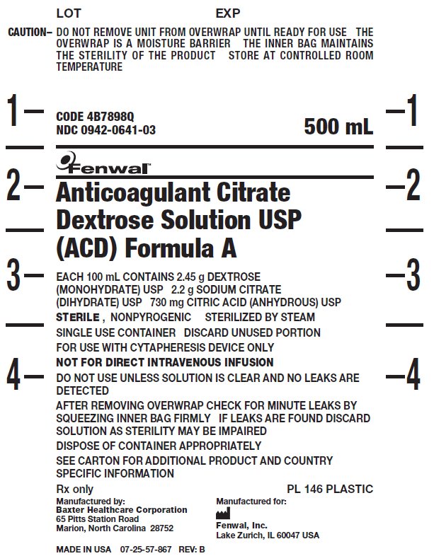 Anticoagulant Citrate Dextrose Solution USP (ACD) Formula A label