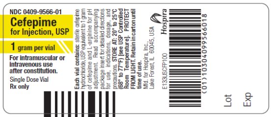 Cefepime for Injection, USP 1 gram vial label